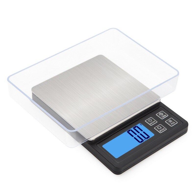 Bærbar digital elektronisk vægt køkken mad vægt balance vægt rustfrit stål smykker vægt 600g ~ 3kg/0.1g 0.01g