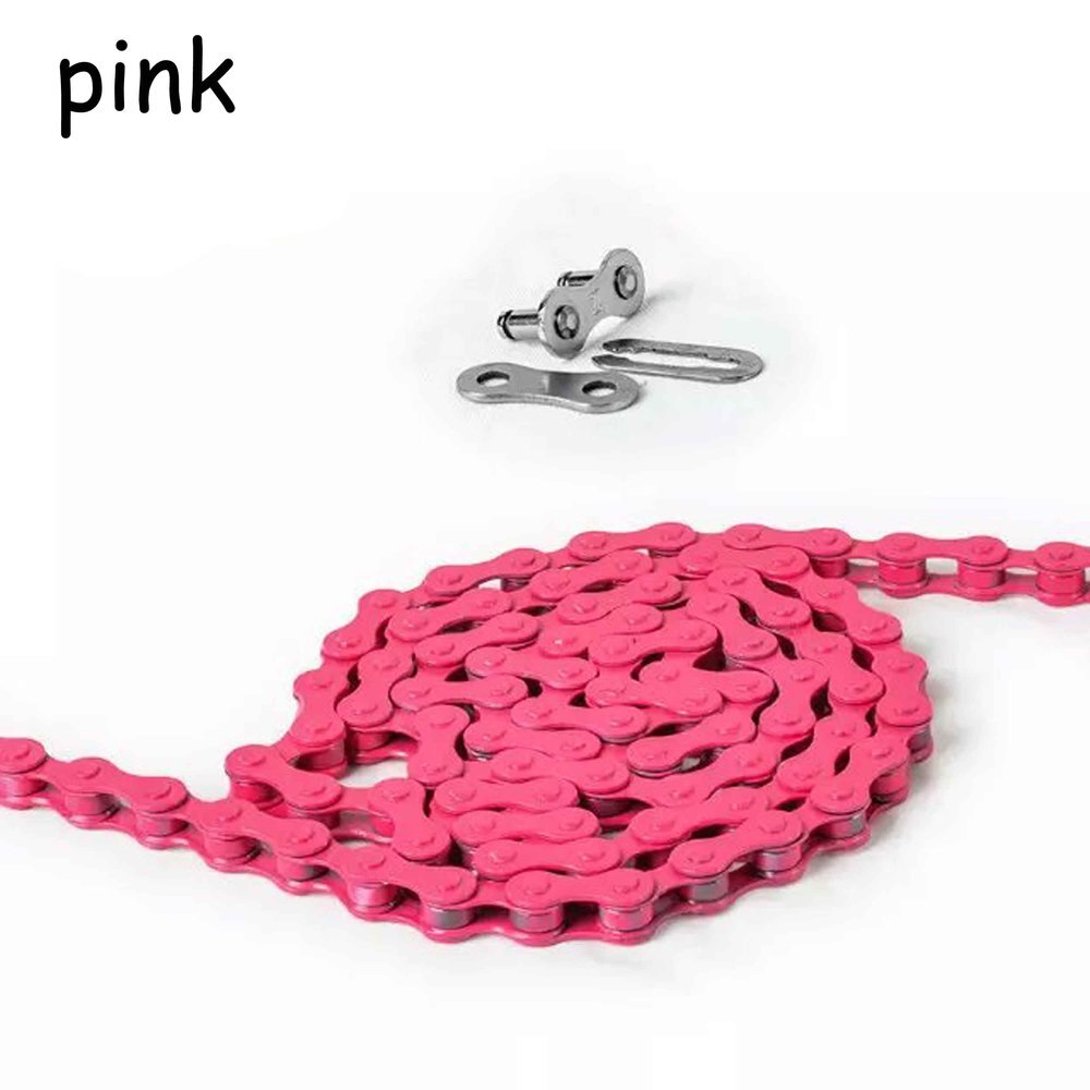 Fixed gear track bike bicycle chain single speed chain magic button chain colorful 98 links CZC004: Pink