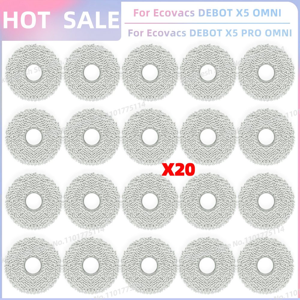 Compatible con piezas de repuesto para aspiradora robot Ecovacs Debot X5 OMNI / X5 PRO OMNI / X5 PRO - rodillo principal, cepillo lateral, filtro Hepa, paño de fregona, bolsa de polvo, accesorios