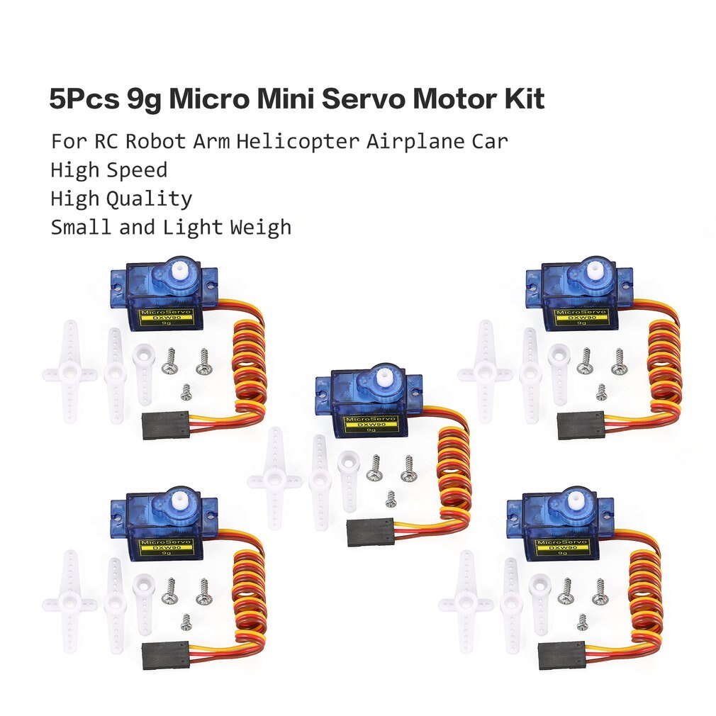 5Pcs/10Pcs Dxw 90 9G Mini Micro Servo Motor Hoorns Voor SG90 Rc Robot Arm Helicopter schuimend Vliegtuig Controles Auto Boot Speelgoed Onderdelen