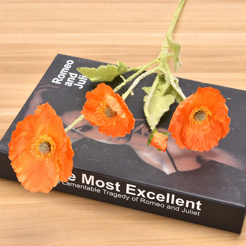 60cm Spring Poppy Artificial Flowers DIY Wedding Christmas Party Home Decoration Silk Flower Wall Materials: 04