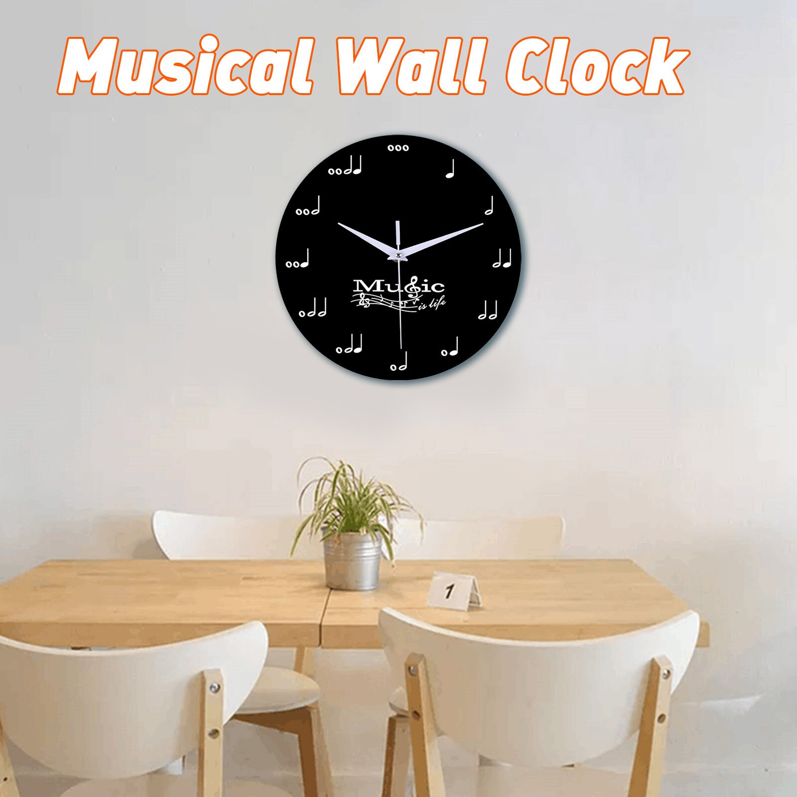 @ Musical Wall Clock 12-inch Mute Decorative Clock Bedroom Living Room Clocks Wall Art Home Decoration Classical Timers
