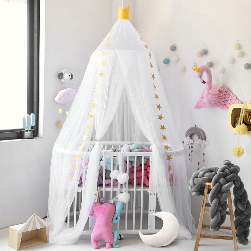 Hanging Mosquito Net Round Baby Kids Lace Four Corner Student Canopy Bed Mosquito Net for Children Girls Room Decoration