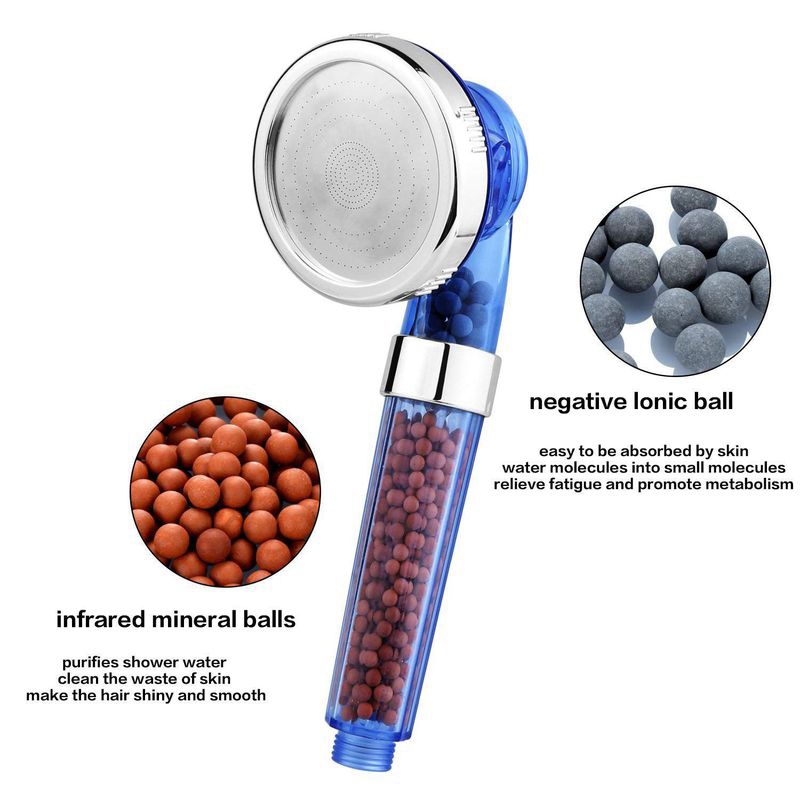 Top-Ionic Filter Shower Head with 4 Feet Hose High Pressure Water Saving 3 Modes Negative Ion Handheld Energy Ball Shower Set Sh