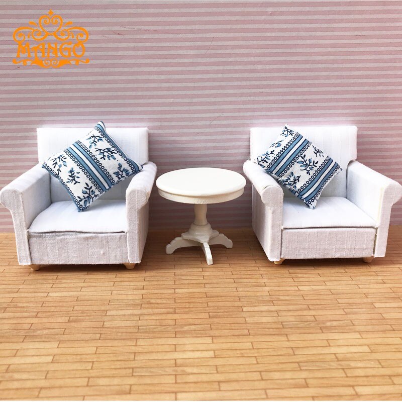 1:12 dukkehus miniatyr stue møbler enkel sofa sofa lenestol inkludert pute