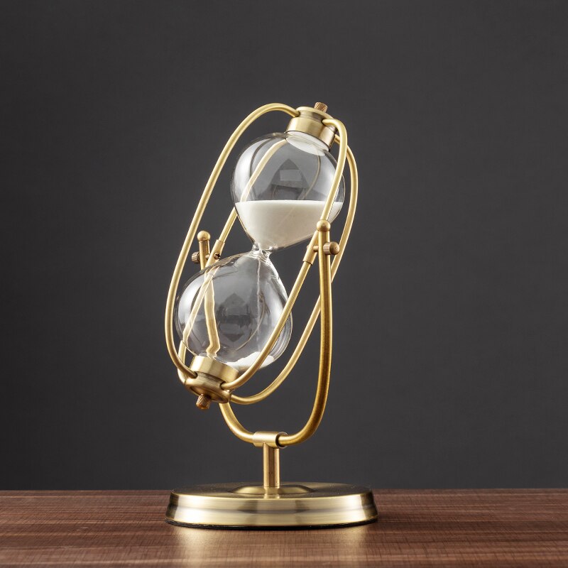 Reloj de arena de latón Vintage francés, reloj de arena de Metal giratorio de 360 °, temporizador de arena antiguo para , decoración de boda y oficina