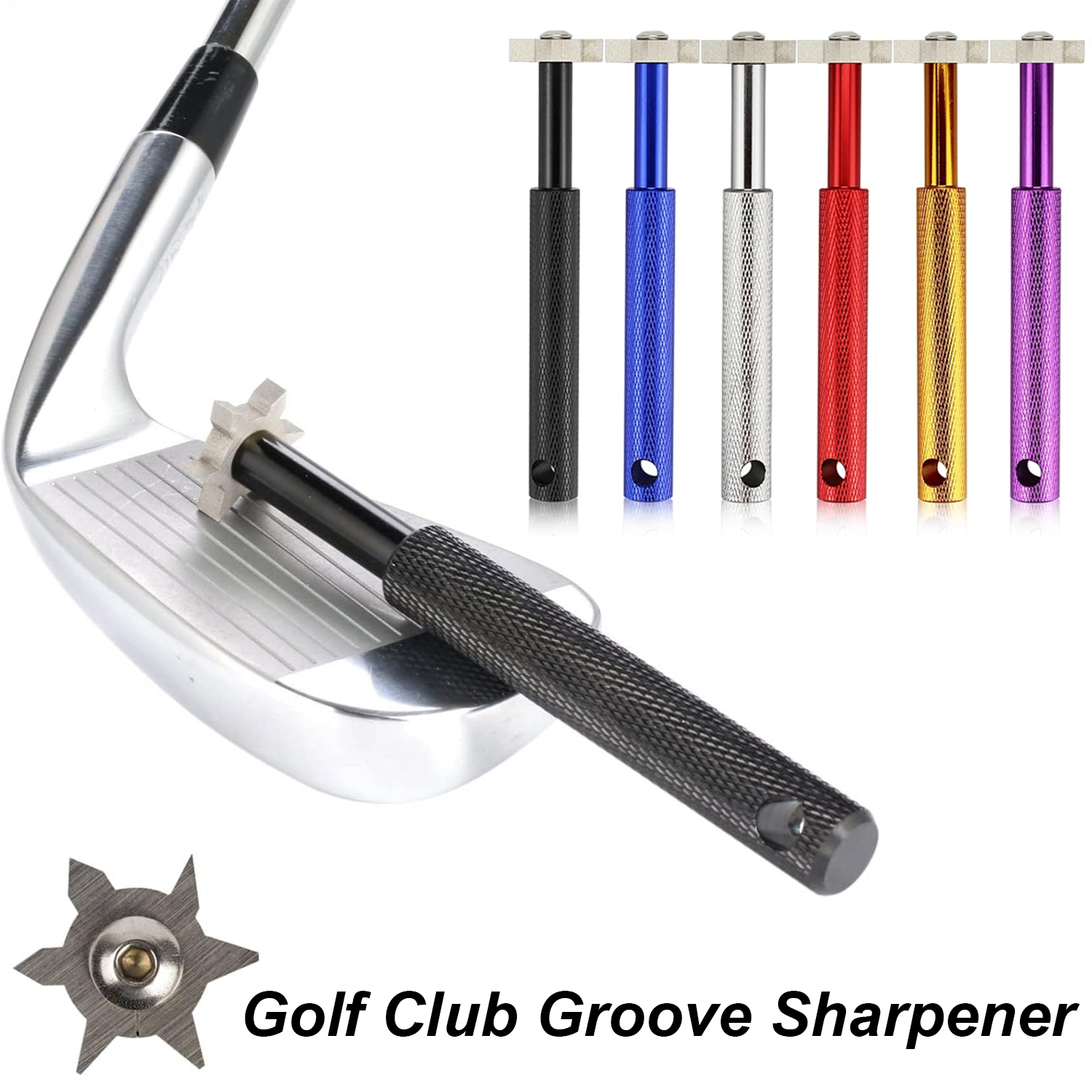 Golf Club Groove Slijper Golf Accessoire Tool 6 Heads Sterke Wig Legering Slijpgereedschap Voor Re-Grooving Golfclubs