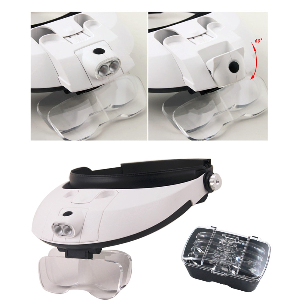 Vincha 5 lentes binoculares de tercera mano lupa luz joyería reparación lectura lupa Lupas dentales 2.5x 1.0x 1.5x 2.0x