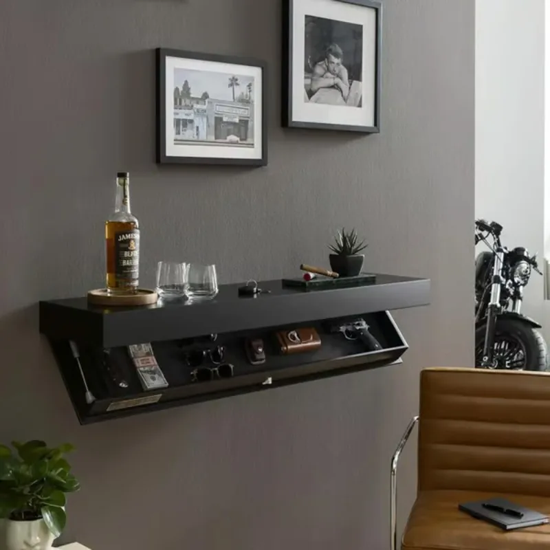 Shelf With Secret Compartment Concealed Floating Shelf Wall-Mounted Storage Solution Hidden Furniture: black