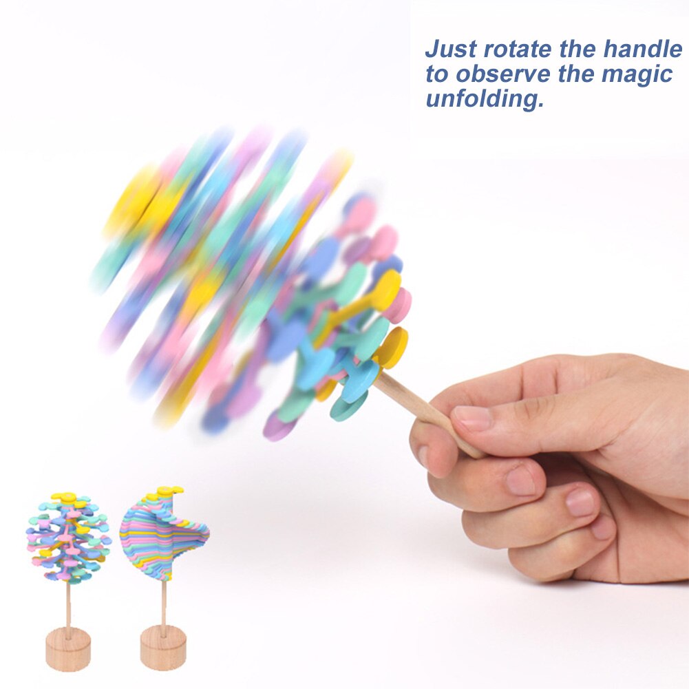 Holz Dekompression Spielzeug Magie Spin Rollen Kinder Kunstwerk Durable Lutscher Aussehen DIY Bunte Spaß Büro Rotierenden