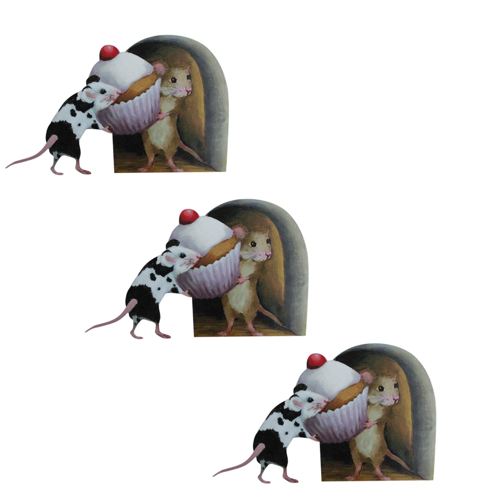 1/3/5pc mouse mouse hole wall sticker wallpaper kitchen homemade cake decal corner decoration 3D self-adhesive paper: B