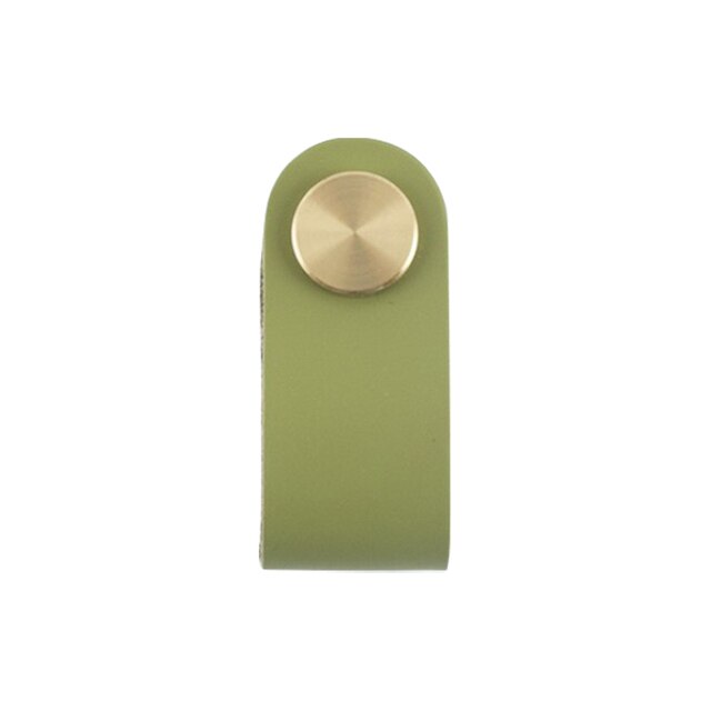 Leather Cabinet Knobs And Handles For Kitchen Cupboard Door Pulls Black Brown Furniture Handle Wardrobe Dresser Knobs: Matcha green