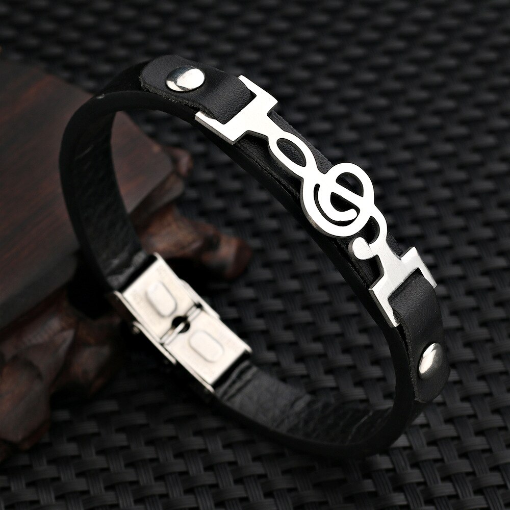 neue Einzigartige Punk Edelstahl Hinweis Damen Charme Armbinde modisch Persönlichkeit Leder männer Armbinde