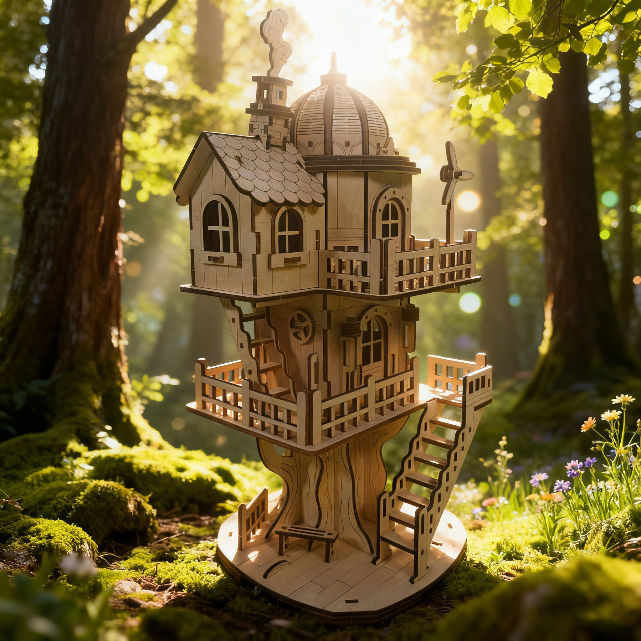 Wooden Treehouse 3D Puzzle Model DIY Construction Kit Treehouse Building Set Home Decor Handcrafted Model