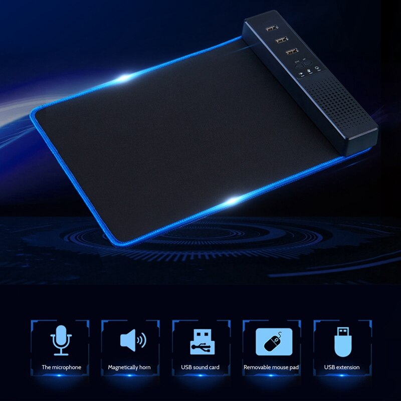 3 in 1 Computer Speakers with Microphone &amp; Hubs &amp; Mouse Pad, USB Conference Speaker, PC Mic for Video Conference