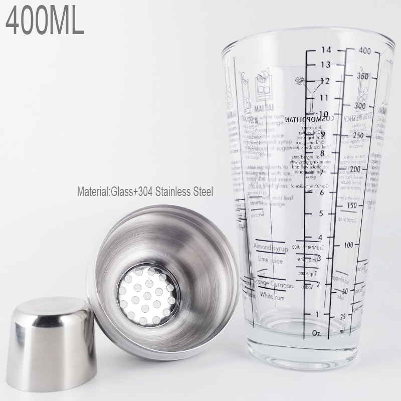 400Ml/14Oz Glas Cocktail Shaker Mixer Wijn Martini Shaker Voor Barman Tool Accessoire Drinken Party Bar Gereedschap
