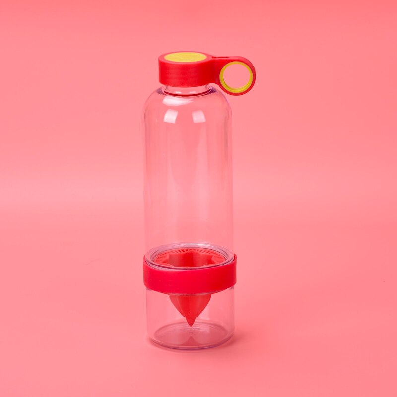 Stor kapacitet fruktinfusionsvattenflaska sportflaska för att klättra resor fitness citronsaftflaska shaker protein shaker flaska: Röd