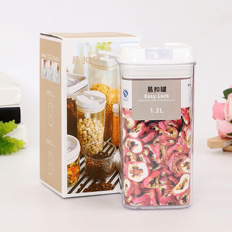 PP Food Storage Box Plastic Clear Container Set with Pour Lids Kitchen Storage Bottles Jars Sealed Dried Grains Tank 0.4L-1.2L