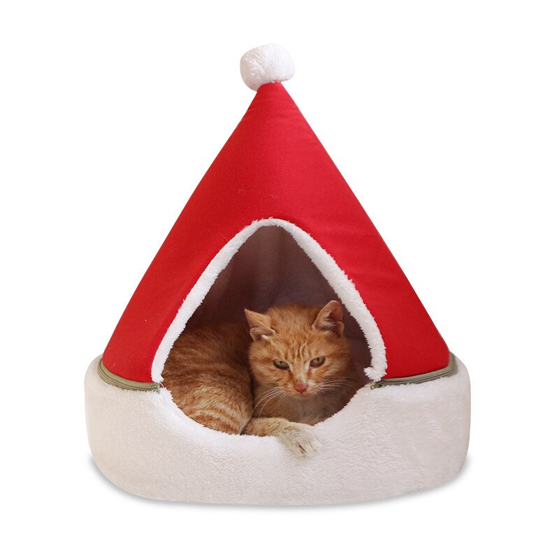 Cama de gato invierno cálido cama de Navidad para gatos Cueva de perro mascota cama desmontable para gatos cama para gato: 1 / S