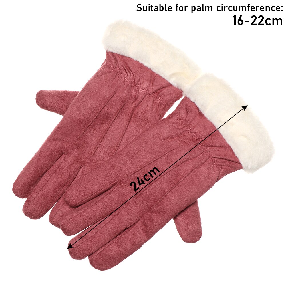 Nuevos guantes de invierno de dedos completos para mujeres mantener el calor lindo peludo guantes de deporte al aire libre más guantes de pantalla táctil de terciopelo