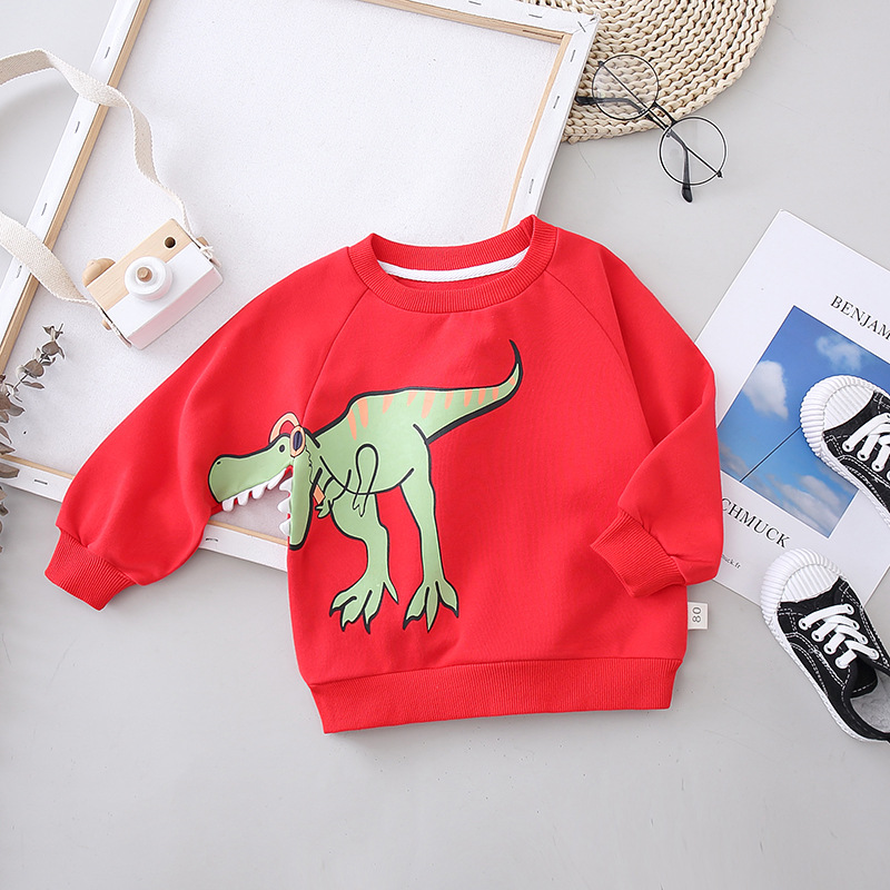 Tyrannosaurus Rex Sweatshirt Crew Neck Cartoon Children's Dinosaur Tops Boys Sweatshirt