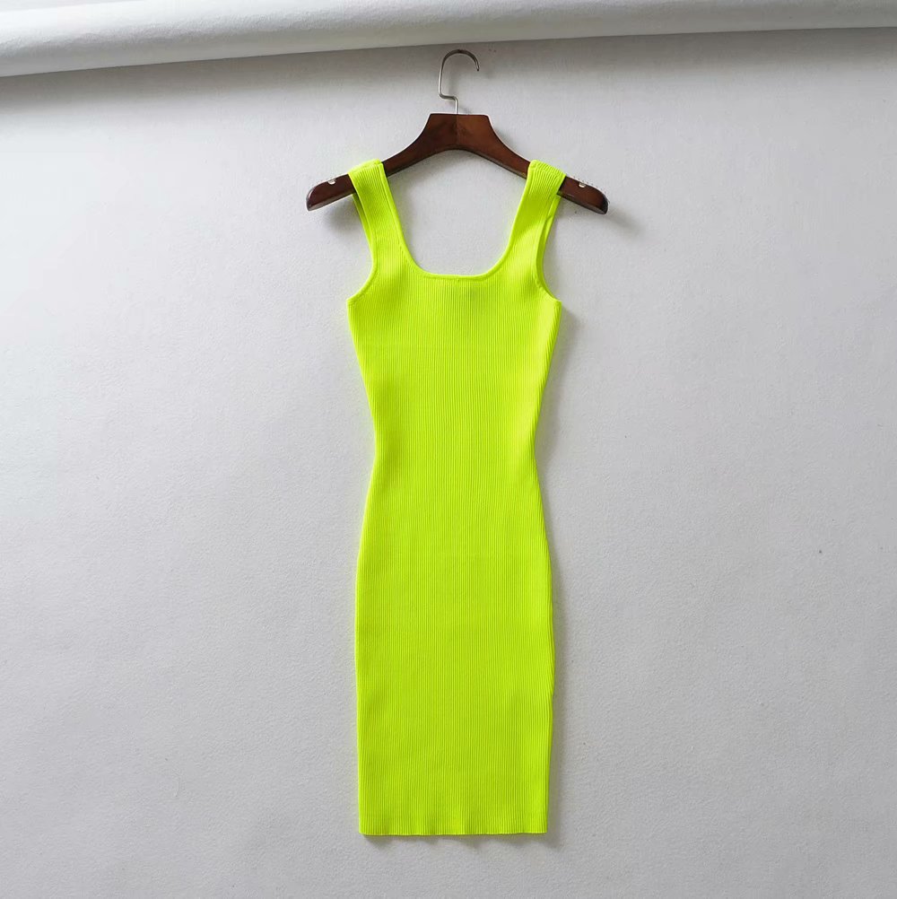 2020 vestido rosa neon verde verão, vestido com borrachas de fluorescência, bodycon, tanque, praia, casual, mini vestido