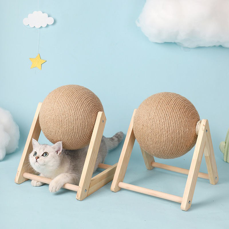 Kat Speelgoed Kitten Scratcher Bal Huisdier Interactieve Speelgoed Met Sisal Touw Bal Houten Kat Klimmen Fram Voor Indoor Pet Accessoires