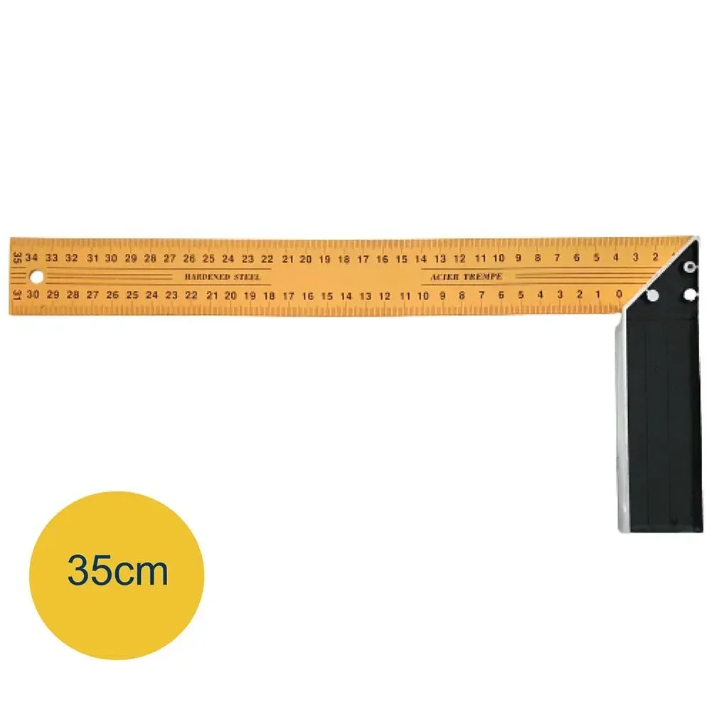 Regla de ángulo cuadrado en L, regla de 90 grados de acero de 250/350mm para carpintería, carpintería, artesanía de cuero, herramientas manuales de medición: Negro