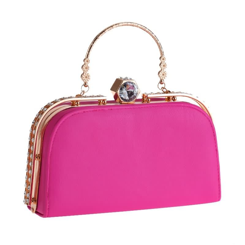 Vrouwen Handtassen Casual PU Avondtasje Dag Koppelingen vrouwen Portemonnee Portemonnee Bruiloft Zakken Kristal Vrouwelijke Clutch bolsas feminia: Rose Red