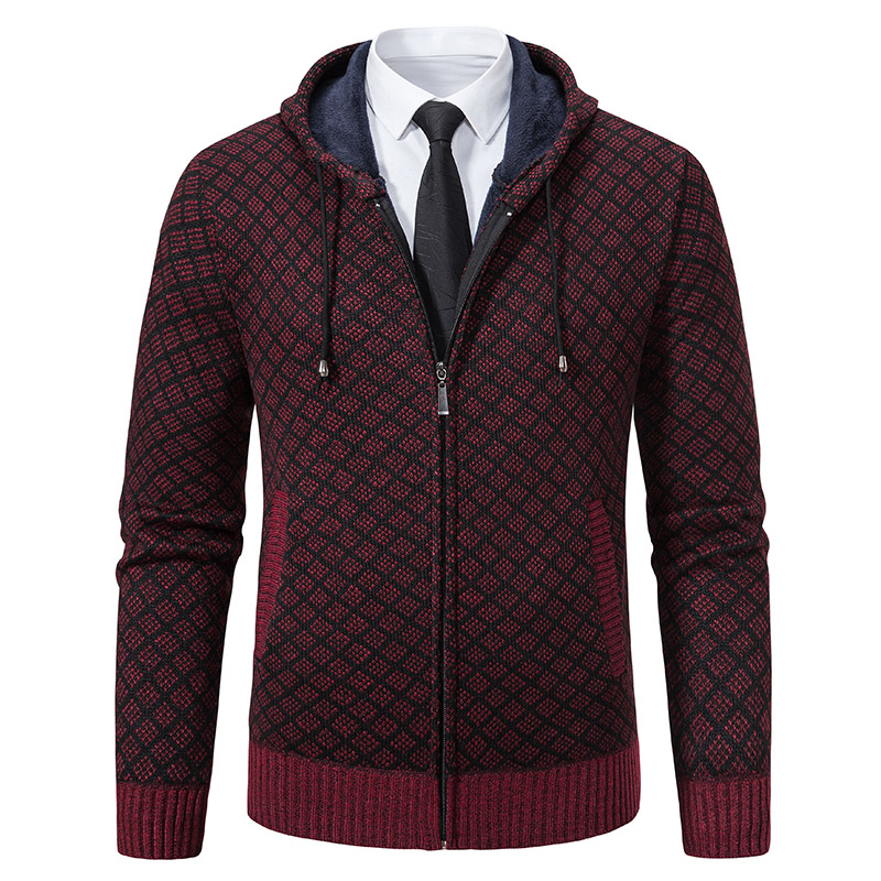 Heren Vest Herfst Winter Trui Pluche Gebreide Kleding Vintage Jas Plaid Hoodies Koreaanse Elegante Man Truien: L / Light Grey