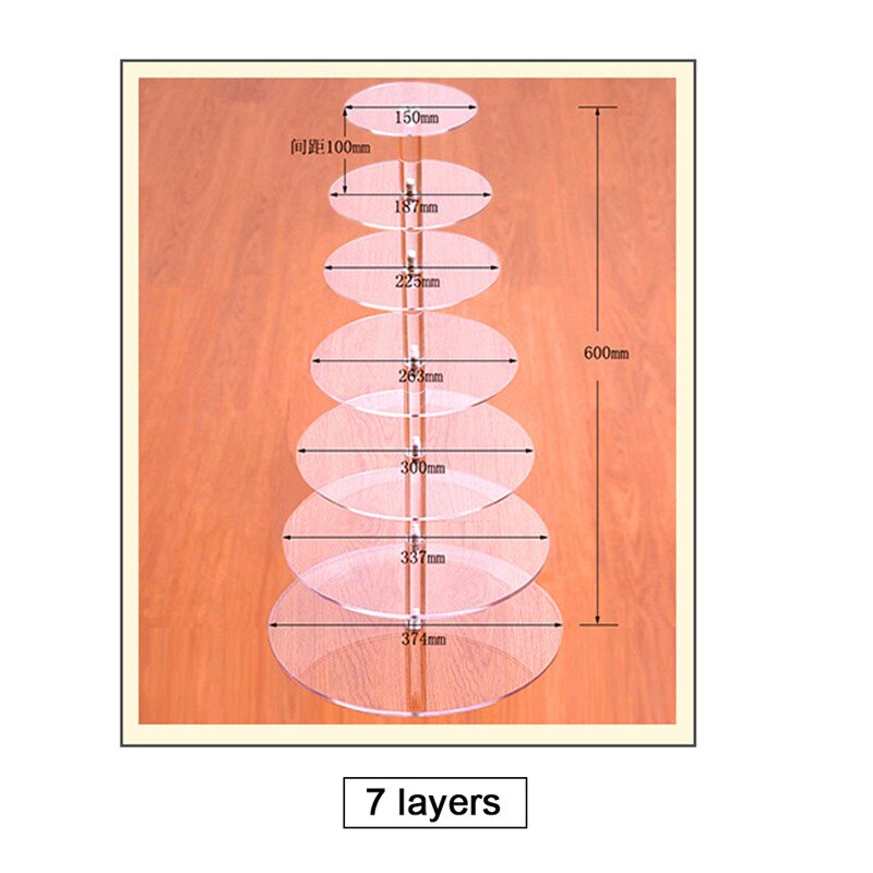 Cake Houder Ronde Acryl 3/4 Tier Cupcake Cake Stand Monteren en Demonteren Thuis Verjaardag Gereedschap Party Stands Decoratie: 7 Layers