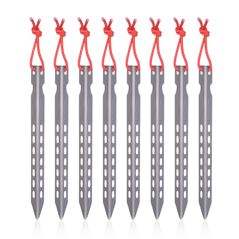 Leichte titan-zeltnägel, v-förmig, mit seil, campingausrüstung, wanderausrüstung, outdoor-reisezeltzubehör, 165mm stück