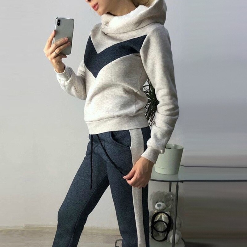 Europäischer und amerikanischer damen-fleeceanzug für herbst und Winter, 2 -teilig, Sport und freizeit, lauf- und fitnessbekleidung, figurbetont
