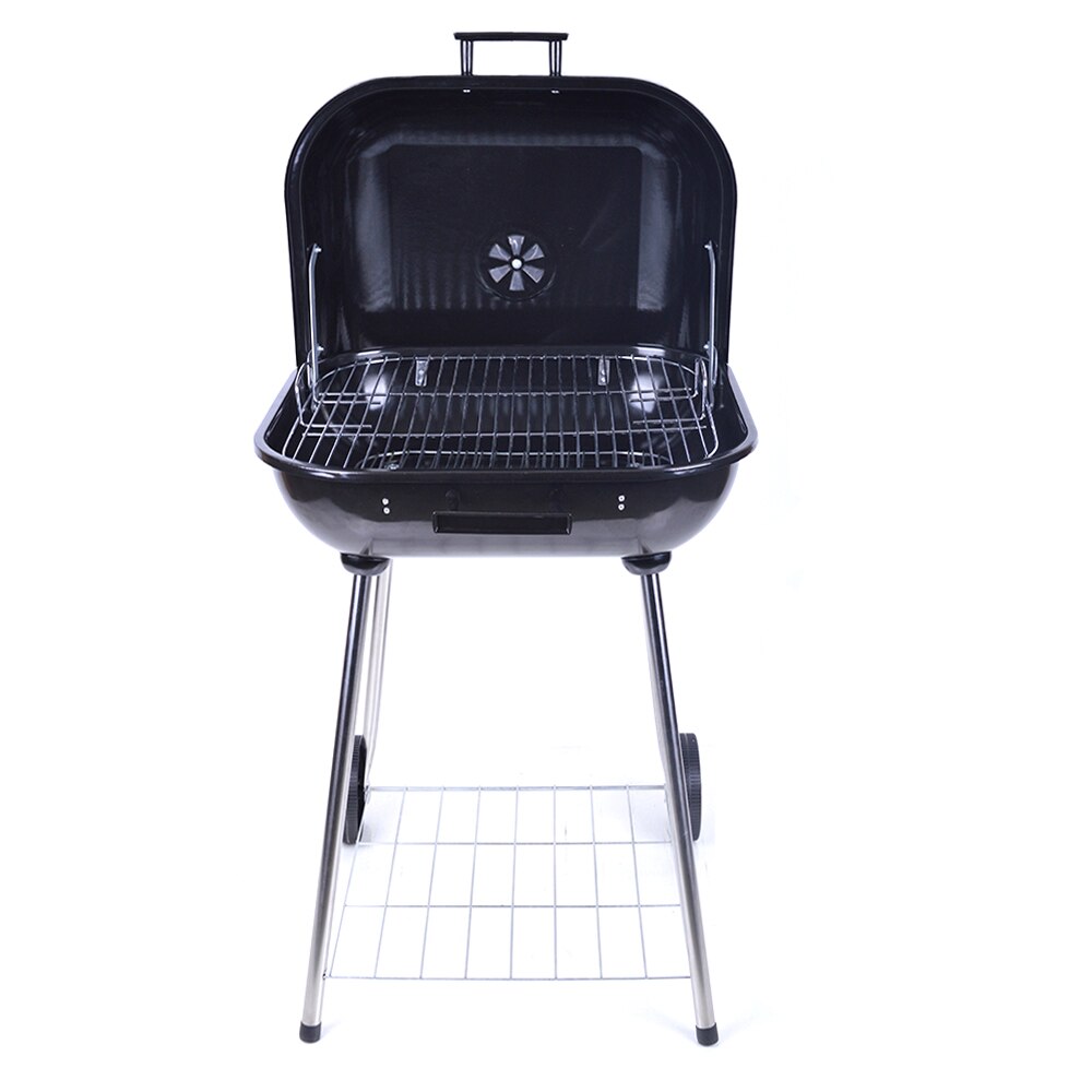 Four Legs With Pulley BBQ Grill Barbecue Charbon De Bois With Lid for Family Party Black 21 Inch Charcoal Grill Smoker