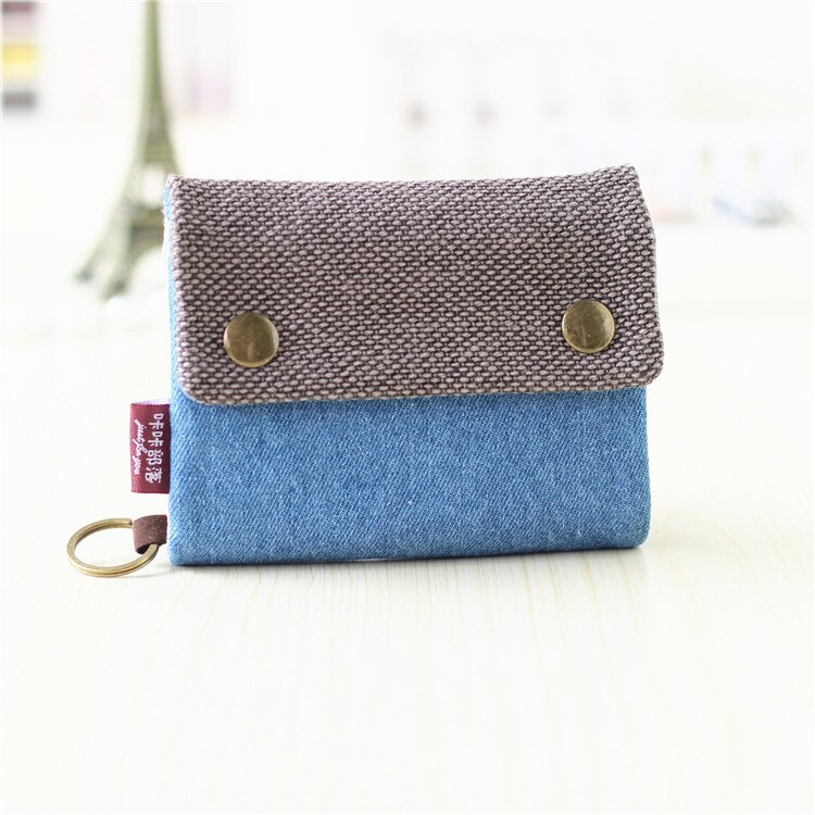 2020 mulheres tecido de algodão curto carteira para o sexo feminino grande capacidade titular do cartão bolsa moeda senhoras multifunções masculino: LightBlue