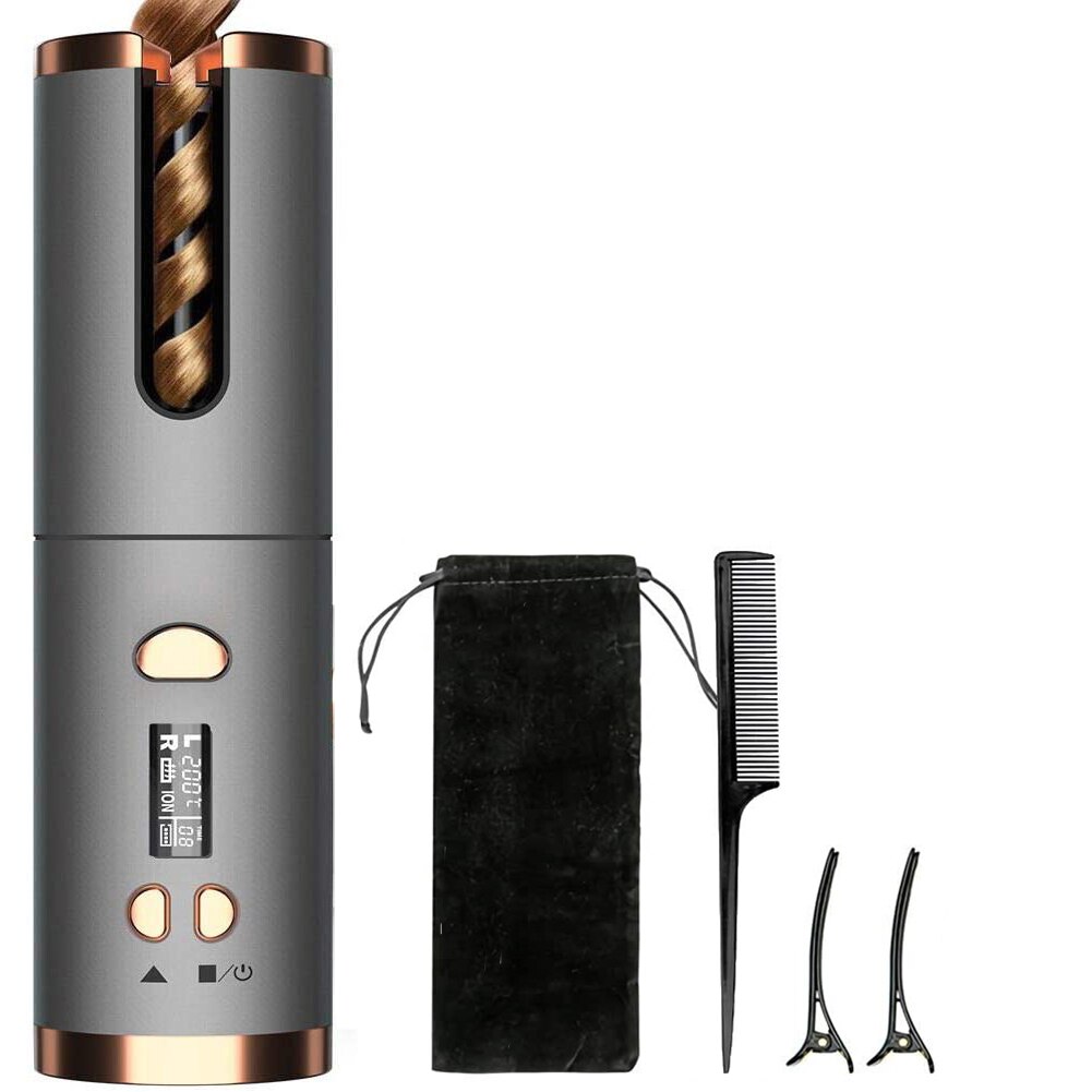 Smart Automatische Hair Curler Draadloze Krultang Keramische Krullend Wave Styling Tool Draadloze Haar Waver Wand Met Clip + Kam: C