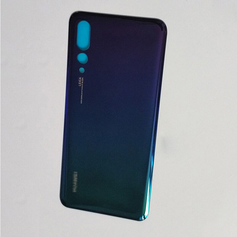 Back Battery Cover Case For Huawei P20 Pro 3D Glass Rear Door Housing Cover Case Back Camera Frame Lens Replacement: Aurora No Lens