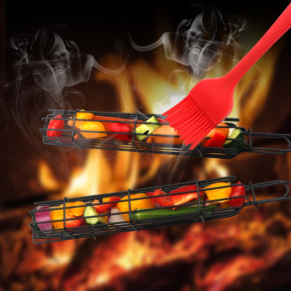 Bbq grillkorg rostfritt stål kebab no stick korg matlagning grill grill mesh köksredskap köketillbehör