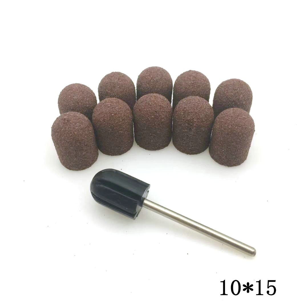 13*19mm Rubber Mandrel Grip 10pcs Sanding Bands Block Caps Nail Drill Accessories Electric Manicure Pedicure Tools: SET-04