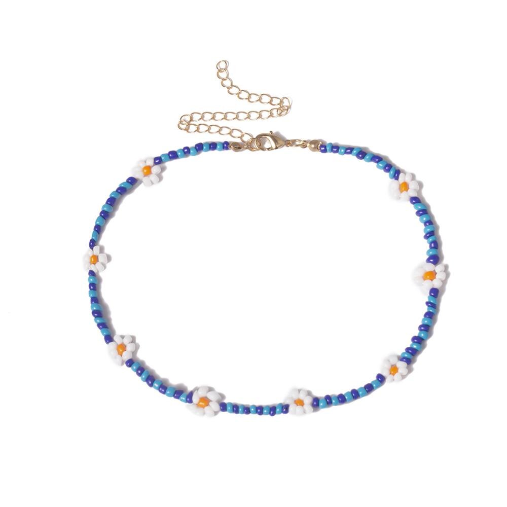 Wgoud Bead Daisy Choker Ketting Bohemian Strand Kleurrijke Seed Bead Korte Ketting Accessoires Voor Vrouwen