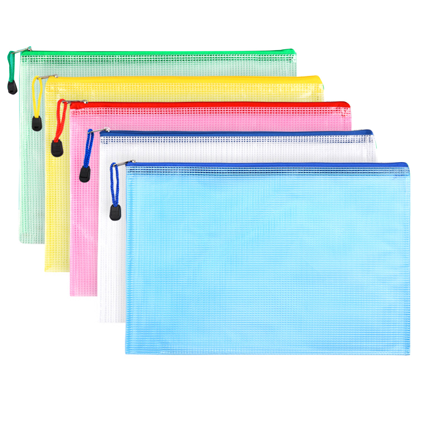 5pcs/lot office File Bag student supplies Waterproof Plastic Zipper Paper File Folder Book Pencil Pen Case Bag File document bag