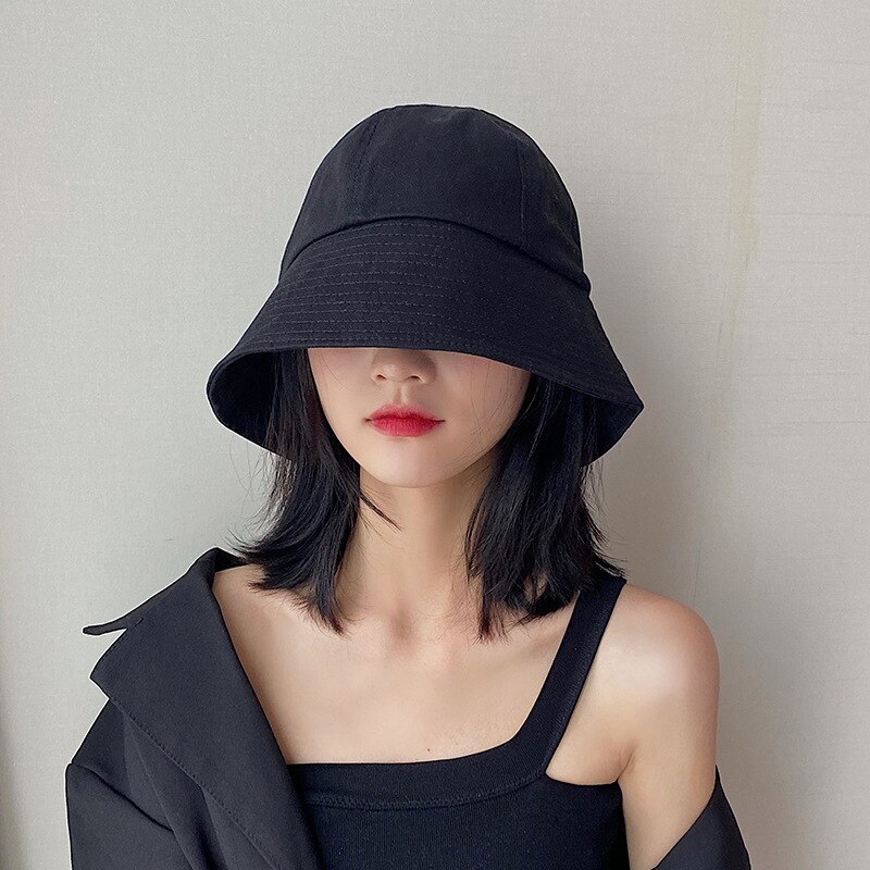 T-MAO Women Bucket Hat Fisherman Hat Cotton Graffiti Crayons Cotton Cute Kpop Print Men's Caps Sun Hats for Women: black