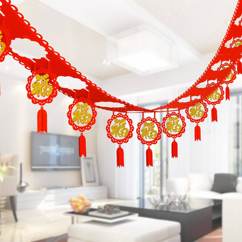 1Pc Jaar Chinese Stijl Streamer Banners Niet-geweven Hanger Gelukkig En Feestelijke Lente Festival Home Decoraties: pattern 9