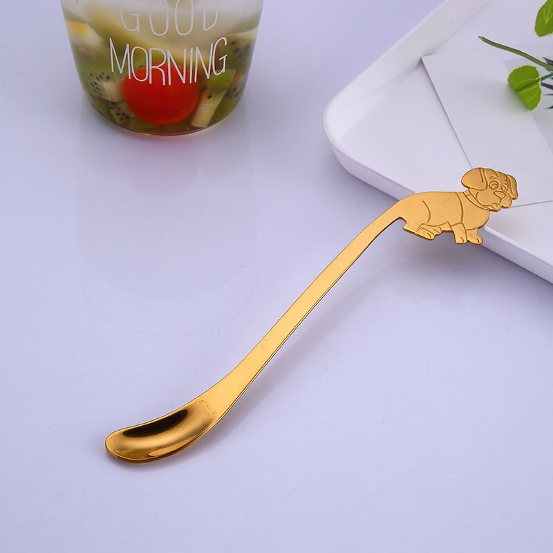 Mode Koffie Lepel Opknoping Lepel Rvs Party Tafel Ornament Thee Koffie Mengen Lepel Servies Leuke Hond Vorm: golden / short
