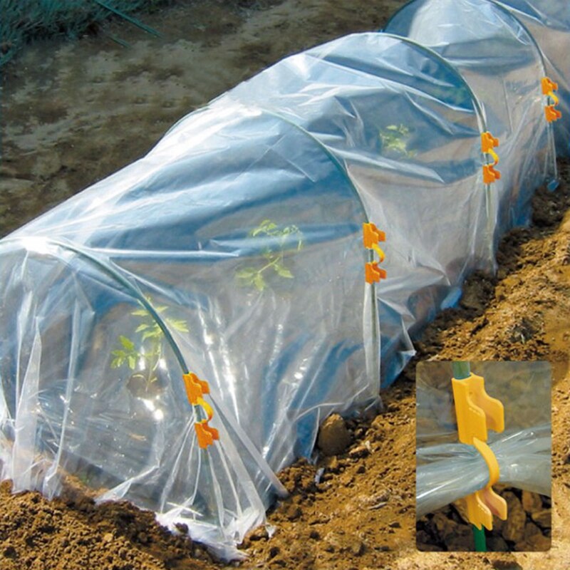 10pcs/lot Pipe Clamp Greenhouse Film Frame Vegetable Fruit Cover Insect Net Sunshade Net Fixing Clamp Clip Home Garden Tools