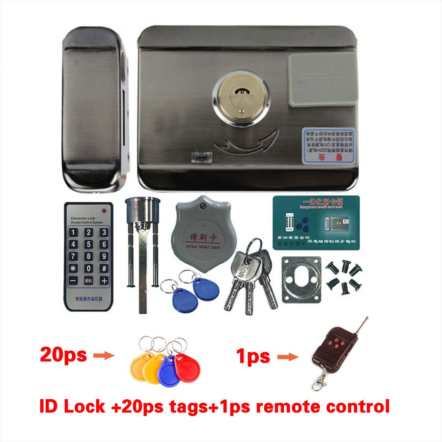 Electric Door &amp; Gate Lock Castle Access Control Electronic Integrated RFID Door Rim Lock Remote Control Optional: D kit 4