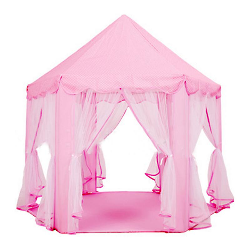 Meisjes Spelen Tent Hexagon Prinses Kasteel Huis Paleis Tenten Kinderen Speelhuisje Met Ster Licht Voor Indoor En Outdoor Roze
