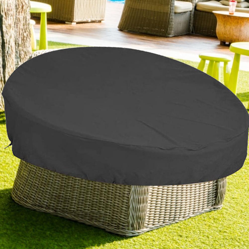 210D Oxford Doek Zwarte Ronde Meubilair Tafel Cover Outdoor Ronde Waterdichte Daybed Cover Stofdicht Tuinmeubelen Cover