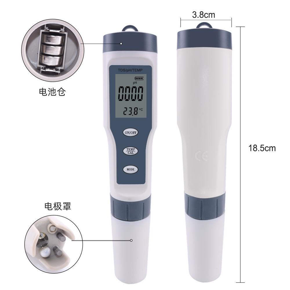 TDS/PH&amp;TEMP 3 In 1 Test Pen Handheld Water Tester for Drinking Water, Laboratory, Aquaculture, Swimming Pool, Aquarium