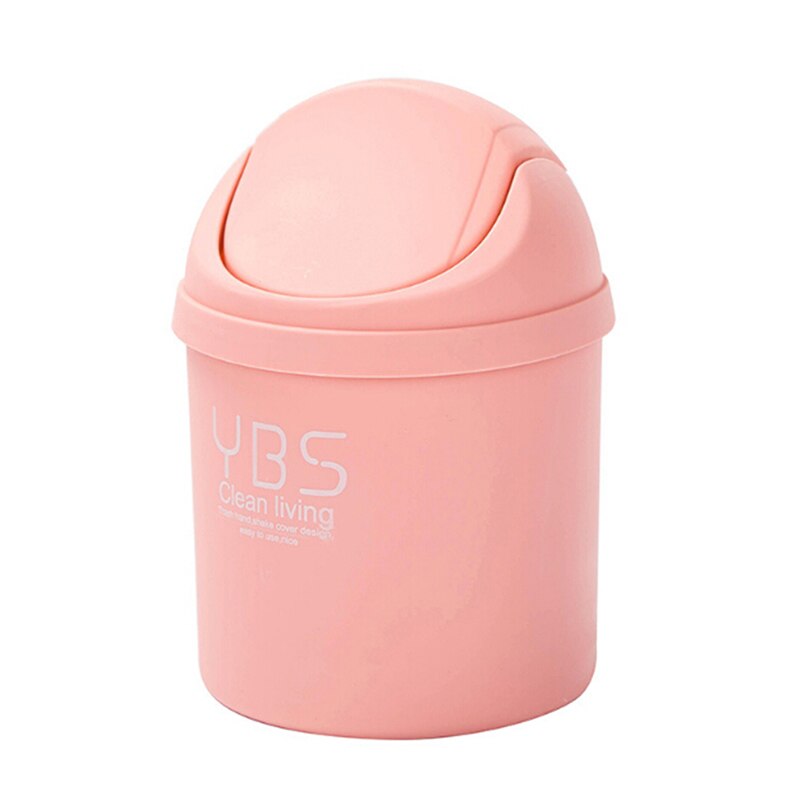 1PC Cute Mini Desktop Cleaning Barrel Small Desk Organizer Storage Dustbins Desktop Storage Box Waste Container: Pink